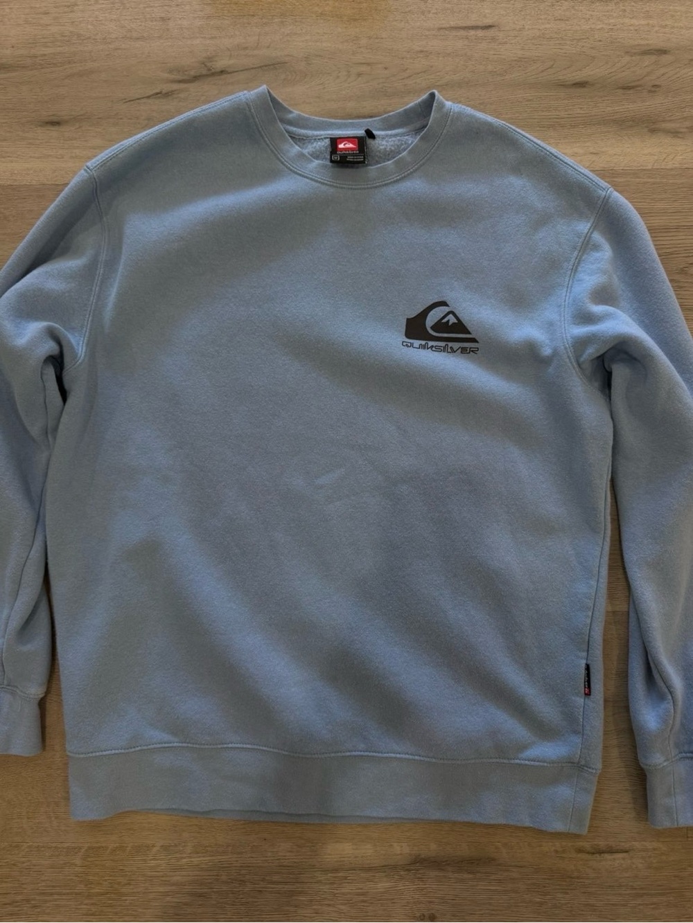 Quiksilver Men's Pale Blue Crewneck Sweatshirt with Chest Logo